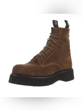 R13 Brown Suede Lace-Up High-Top Boot